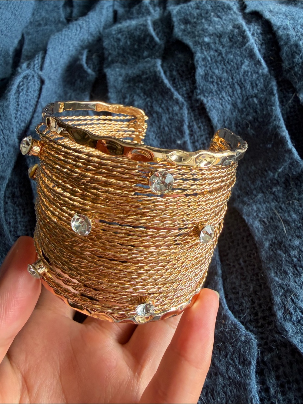 Gold-Tone Crystal Wrap Cuff Bracelet